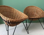 Mid Century Rattan Wicker Chairs