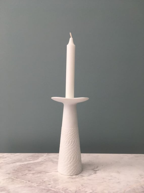 CANDLE HOLDER Candle Stick White Porcelain Mid Century Kaiser
