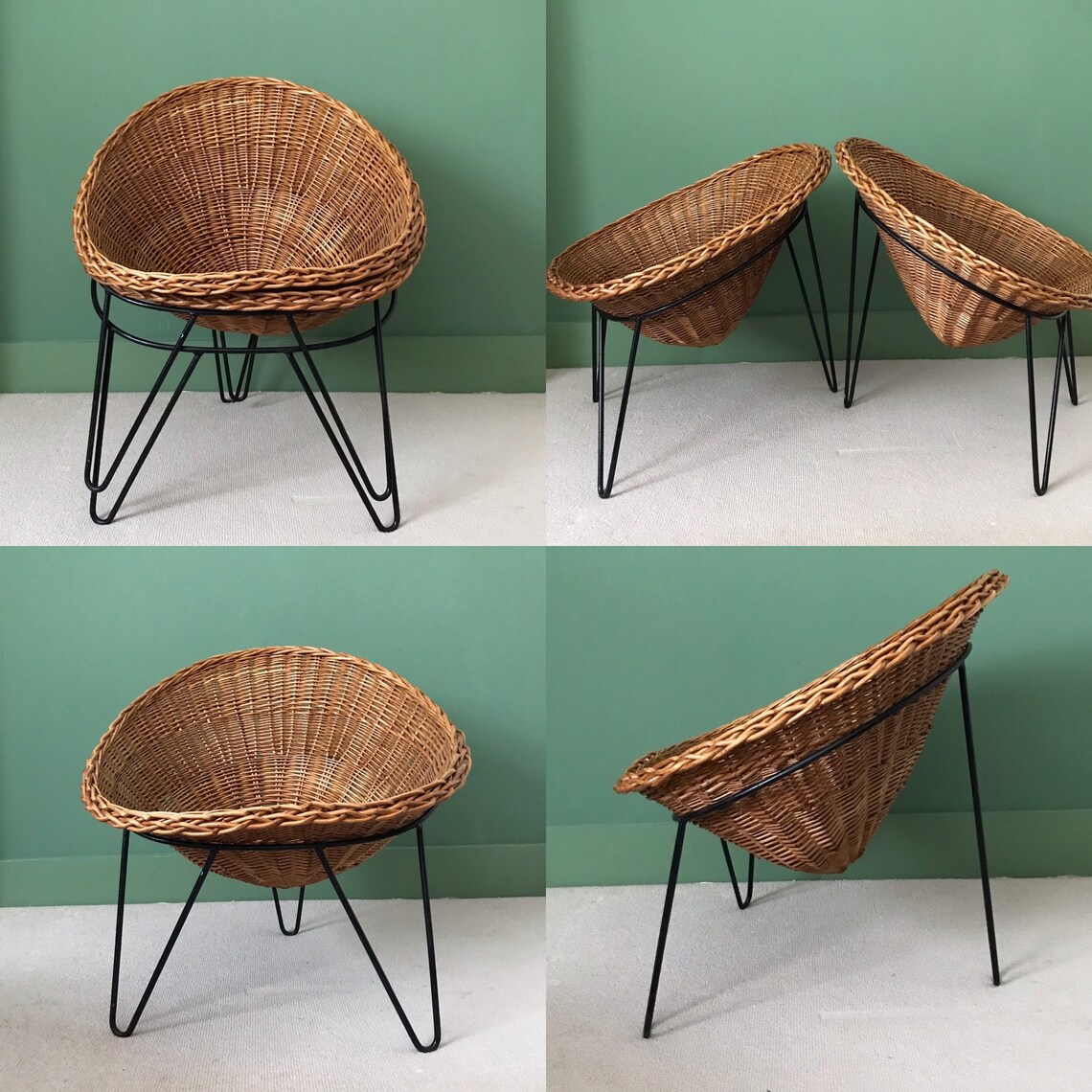 Mid Century Rattan Wicker Chairs Etsy