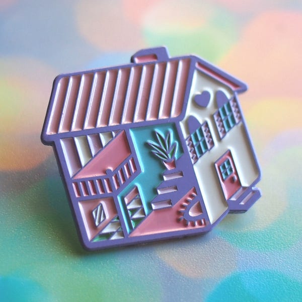 Pastel Dollhouse Nostalgia Pin, Dollhouse Pin, Kawaii Pin Game, Cute Pin, Kawaii Enamel Pin, 90s Vintage Lapel Pin, Pastel Pin, 90s Pins