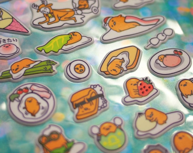 Puffy Gudetama Stickers Sheet / Kawaii Lazy Egg Sticker Sheet, 3D ...