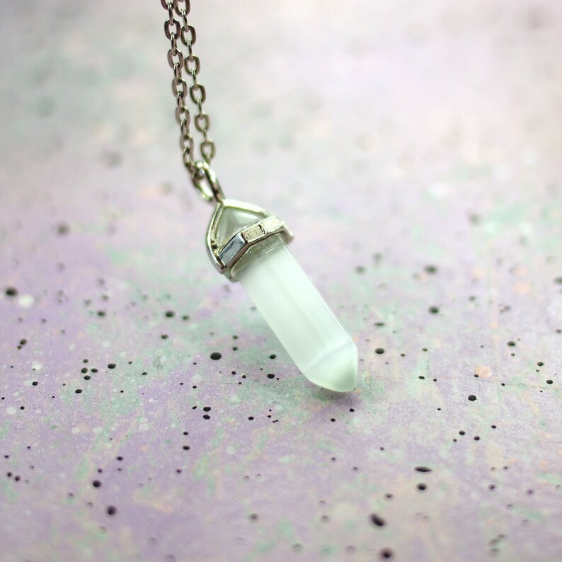 Glowing Crystal Necklace White Cats Eye Crystal Choker Etsy