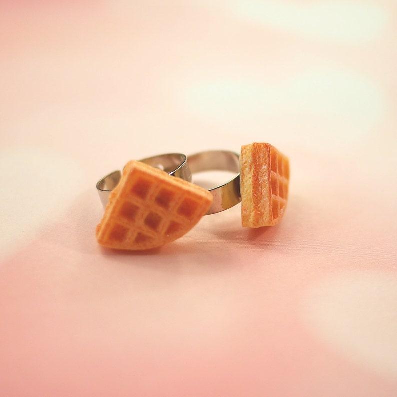 Waffle Ring Foodie Jewelry Best Friend Gift Kitsch Ring Etsy
