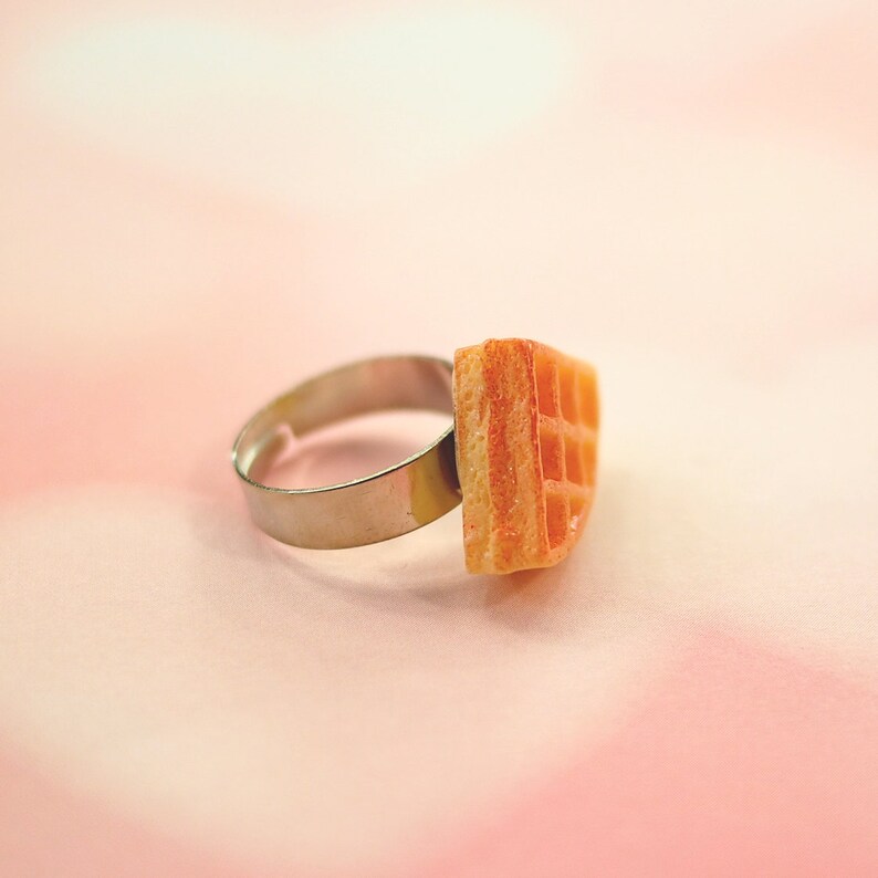 Waffle Ring Foodie Jewelry Best Friend Gift Kitsch Ring Etsy