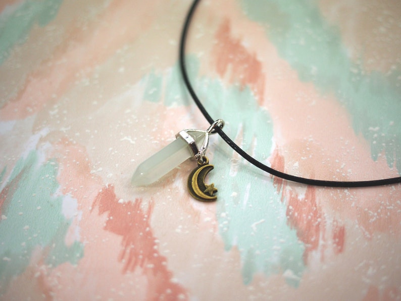 Glowing Crystal Necklace White Cats Eye Crystal Choker Etsy