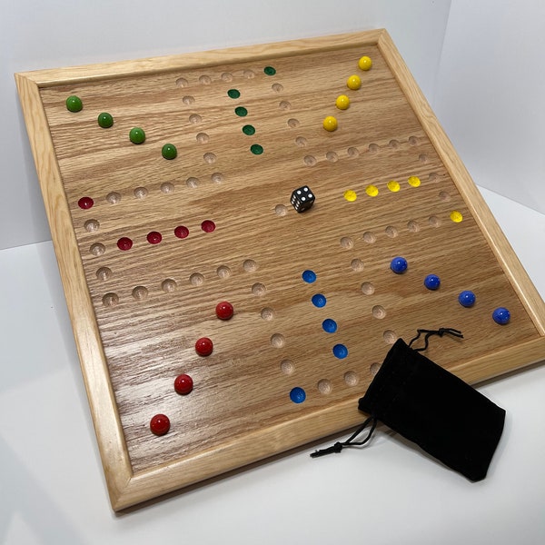 Wahoo Game Board with marbles, Old Fashioned Game Board, Wahoo Board, Aggravation Board, Bump Board, Solid Wood Game Board, Games for Family