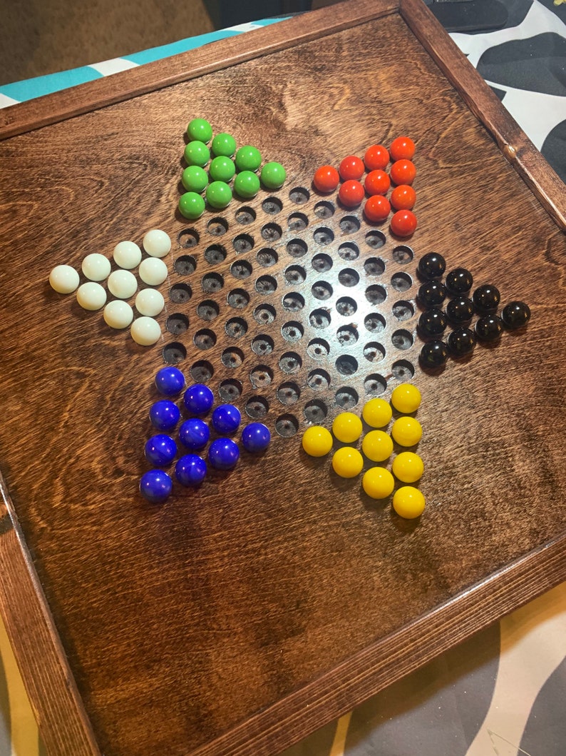 chinese checkers game with glass marbles