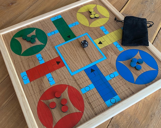 Parcheesi game board, Old Fashioned Game Board, Solid Wood Game Board, Games for Family, Game room decor