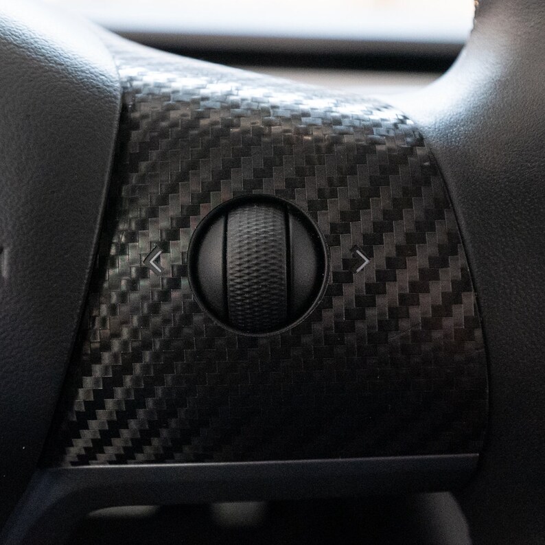 Tesla Model 3 Steering Wheel Vinyl Wrap Carbon Fiber Black Etsy