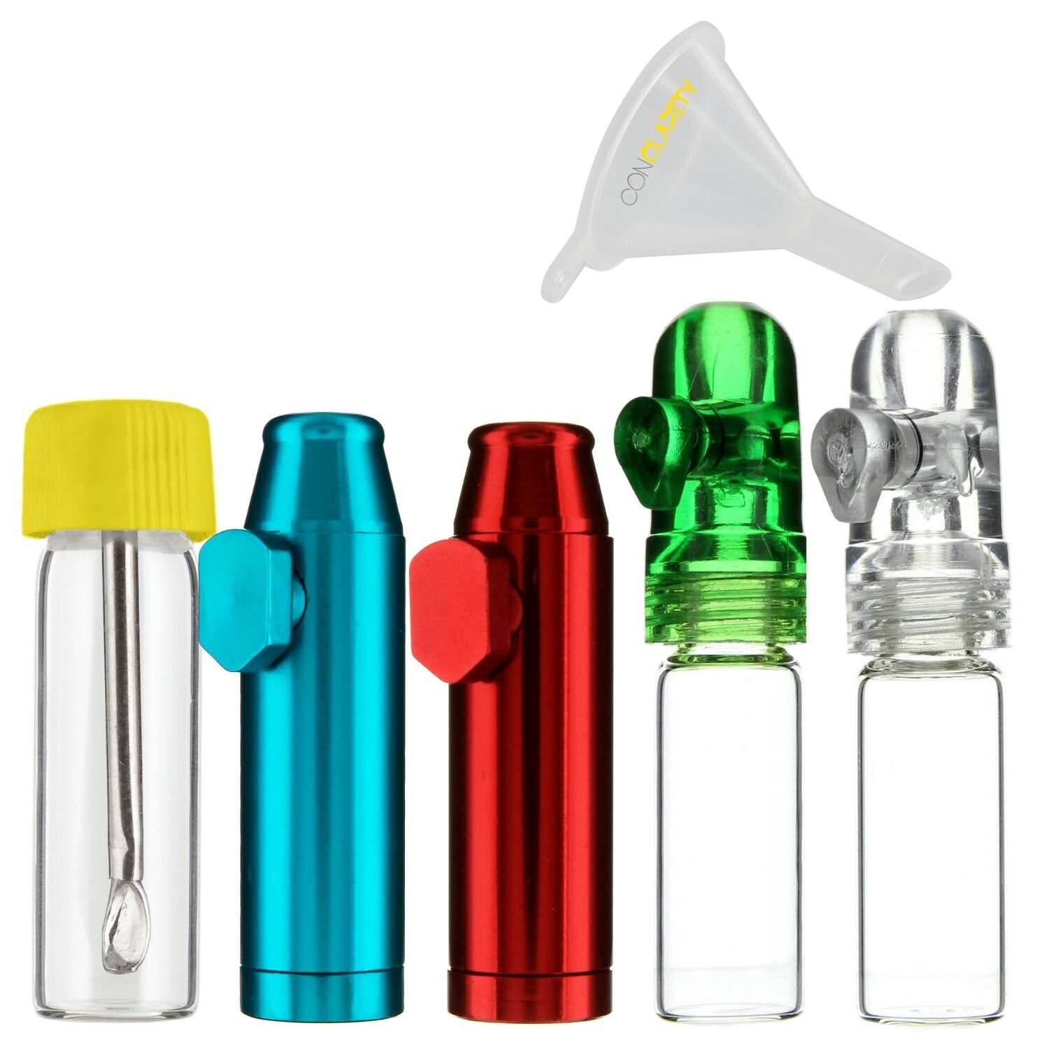 4 Pack Snuff Bullets Snuff Bottle with Spoon Inside with DmHirmg Micro Funnel Snuff Snorter Dispenser Bullet Snuff 43MM Height 4Pack 