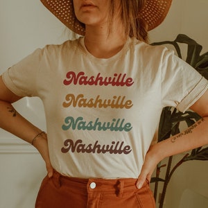 Retro Nashville Shirt Womens Boho Nash Tee Vintage Tennessee City Top Trendy 70s TN Tshirt 1970s Country Music Apparel Seventies Southern
