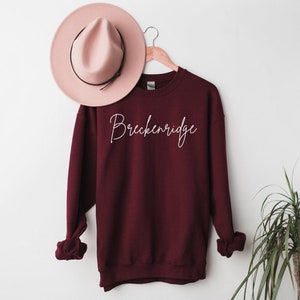 Felpa Breckenridge Colorado Girocollo Denver Pullover Cursive City Maglione Camicia da escursionismo in montagna Felpa con cappuccio oversize da donna Vacanze di viaggio