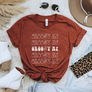 Stay Groovy AF Shirt Retro Peace Sign Tee Vintage 70s Graphic Tshirt Hippie Birthday Party Top Seventies Boho Apparel Her Flower Child Gift