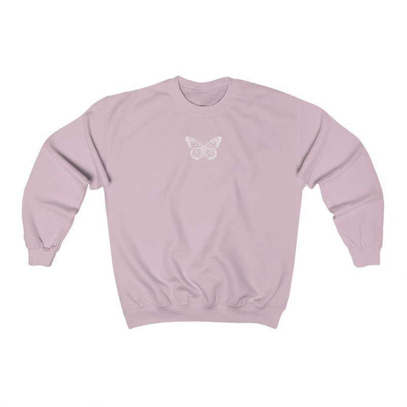 Yellow Monarch Butterfly Pattern Print Women Crewneck Sweatshirt
