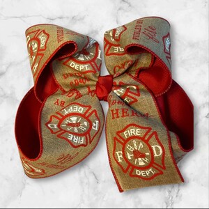 Fire Department Firefighter Hero Boutique Hair Bow