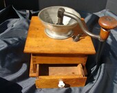 Early 1900 39 s Wooden Coffee Grinder Mill with Cast Iron Hopper