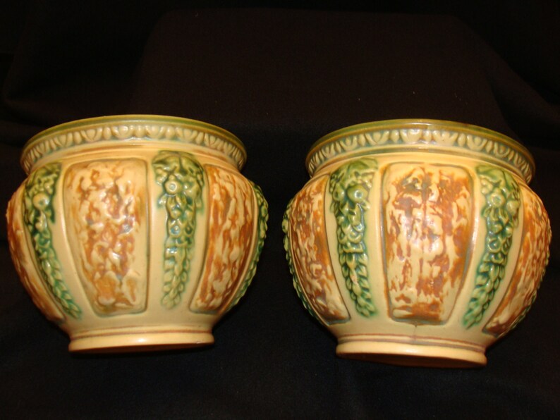 Two 1928 Rare Florentine Roseville planters 602-5 unmarked | Etsy