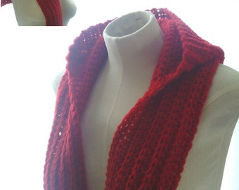 Hooded Scarf with Ribbed Brim Adult/Toddler PATTERN
