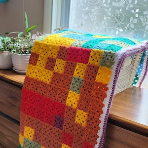 Mini abuela cuadrada crochet temperatura manta patrón gráfico diseño de registro imprimible MÁS corazón cuadrado