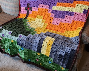 PATTERN The Resurrection Blanket Join As You Go Crochet Granny Square Blanket Graphgan Pattern and Chart No Sewing Required Pamelambie