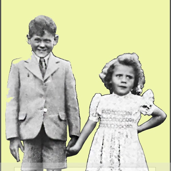 Sheesh!!—Whimsical Cut-Out 1930s BW Photo of Kids in Their Best Duds—Set / 6 Digital Gift Tags—you Down-load, Print—SnS 003