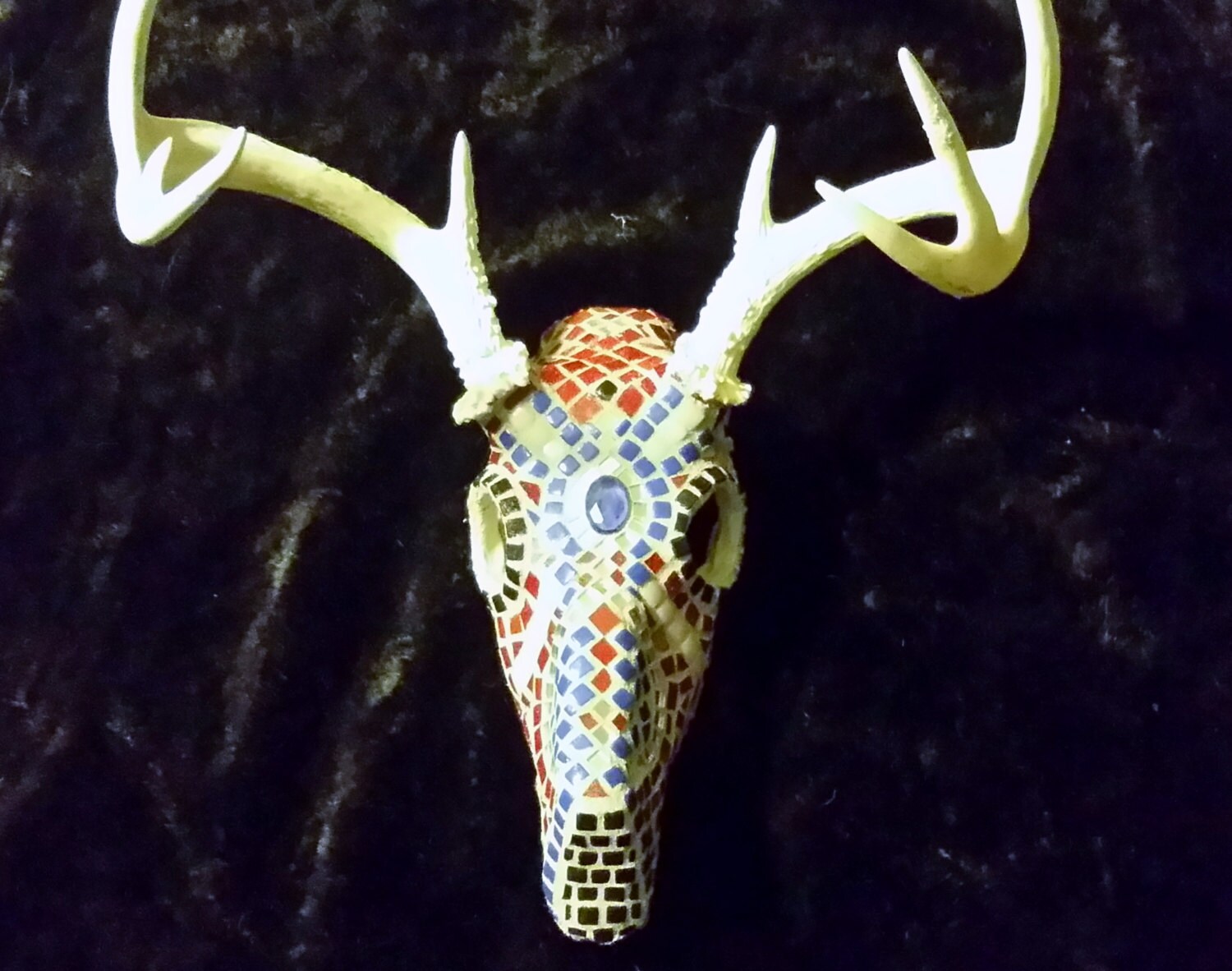 Stained Glass Tile and Mirrored Mosaic Deer Skull Etsy