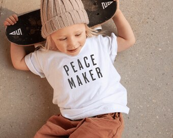 Boho peuter shirt, knapperig kinder shirt, Peace Maker peuter Tee, eenvoudig peuter shirt, esthetische peuter tshirt, boeren markt peuter Tee