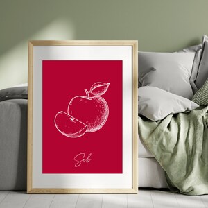 Minimalist Apple 'Seb' Hindi Print: Modern Kitchen Decor (Digital Download)
