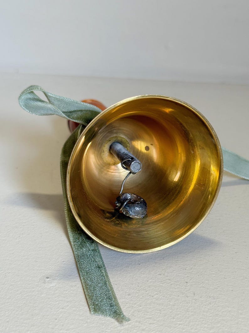 Antique Brass Bell With Wooden Handle - Etsy