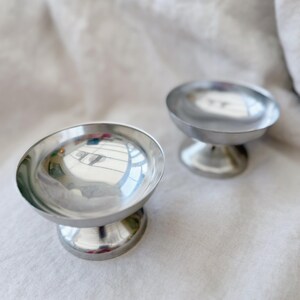 Vintage Mid Century Stainless Steel Dessert Bowl Coupés - Set of 2