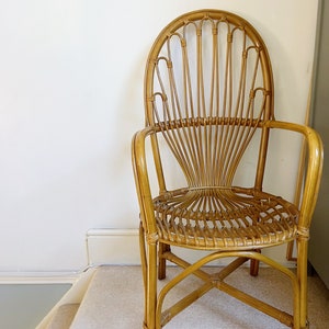 Mid Century Bamboo Bentwood Cane Chair Boho