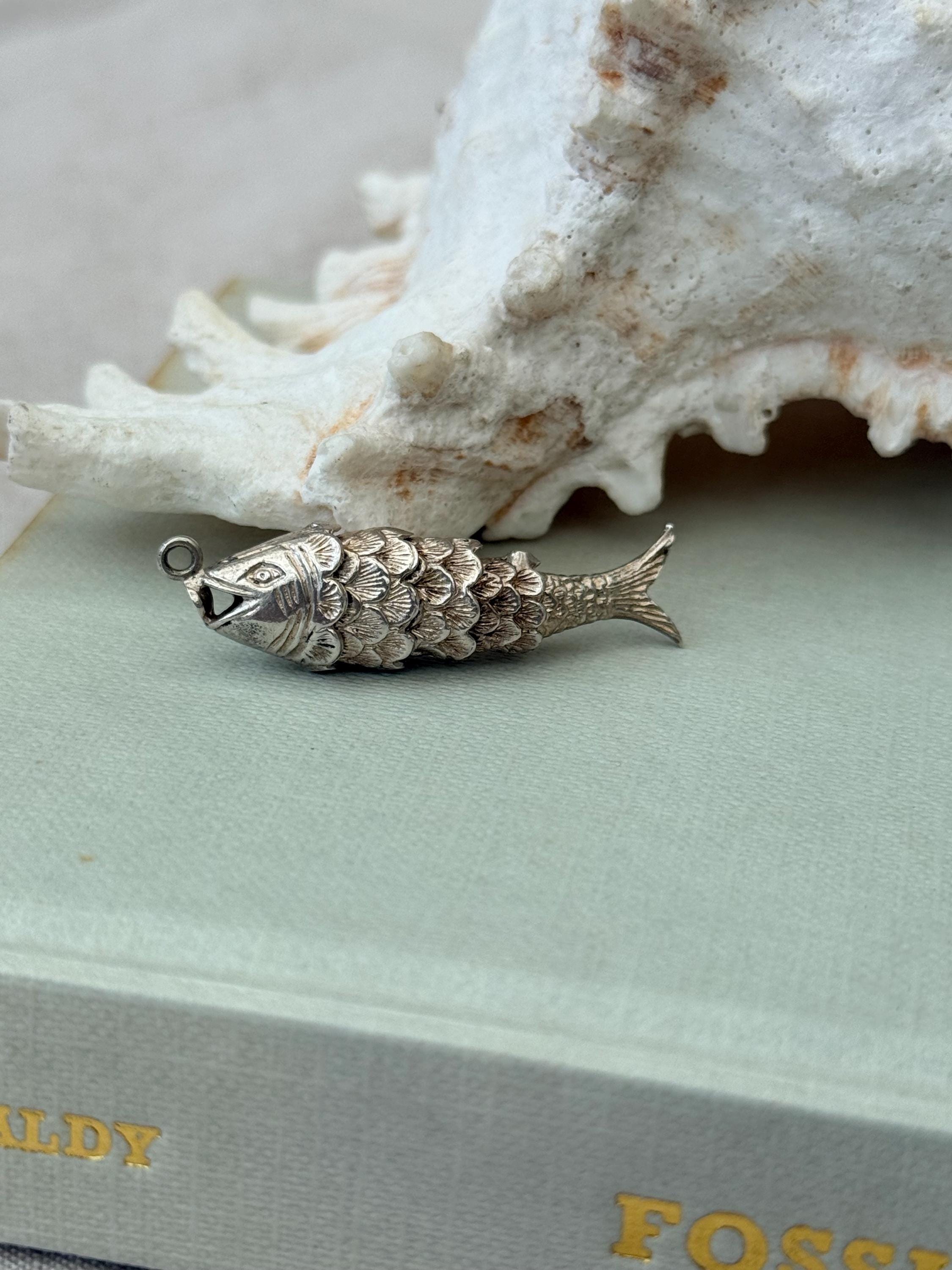 Vintage Articulated Fish Pendant Silver - Etsy