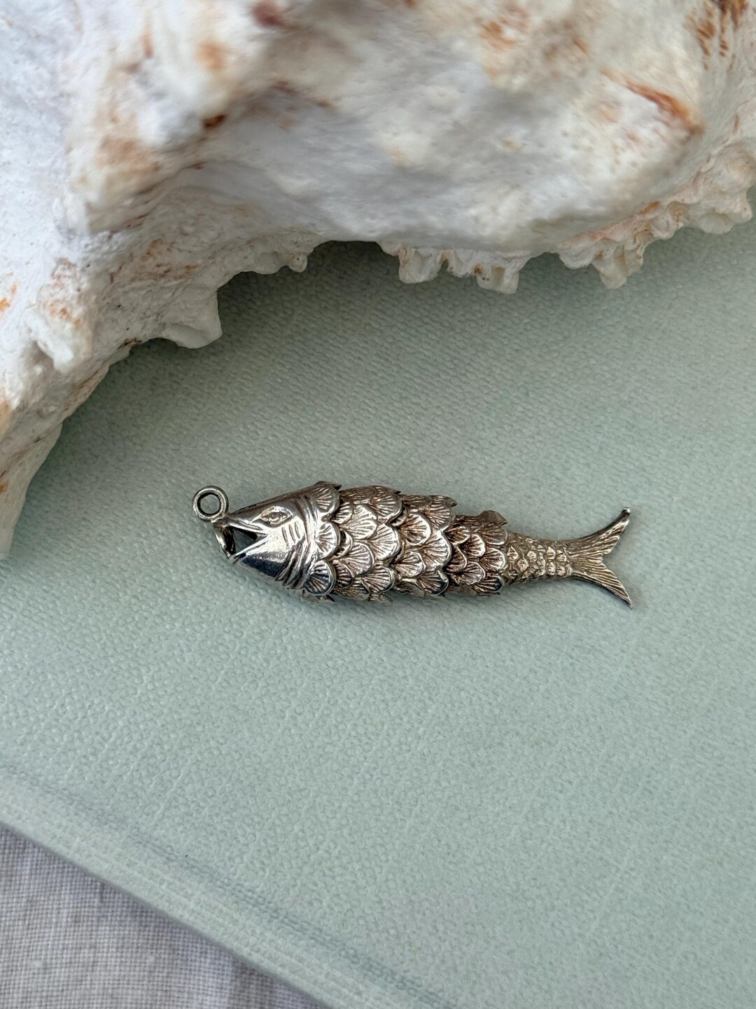 Vintage Articulated Fish Pendant Silver - Etsy