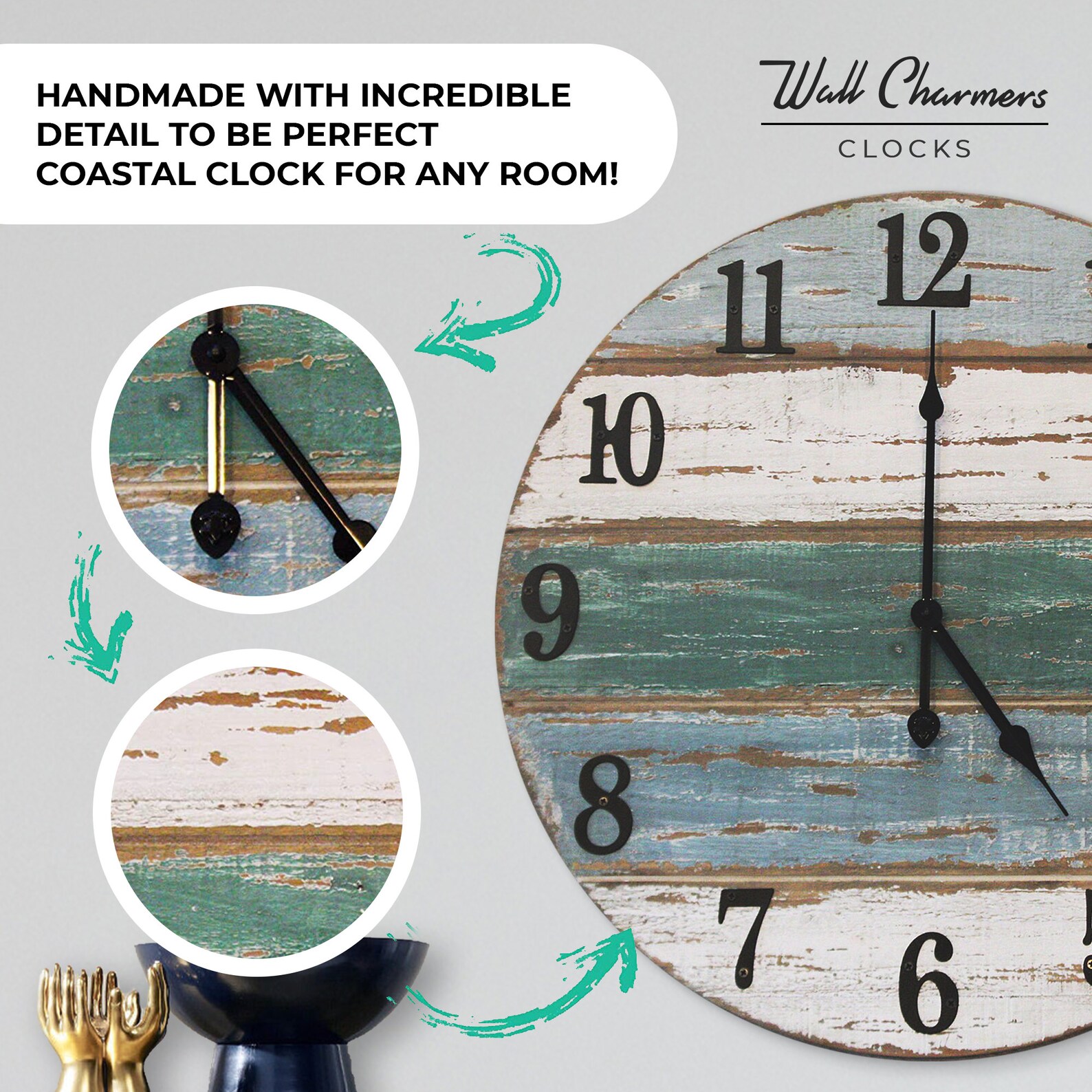 Large Beach Wall Clock by Wall Charmers Handmade Cedar Wood Etsy