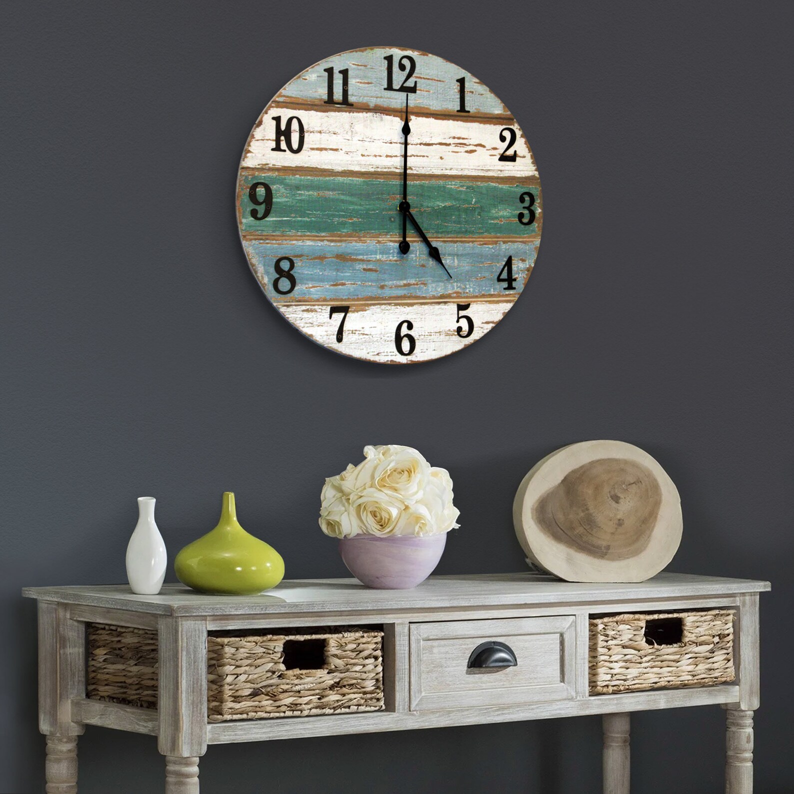 Large Beach Wall Clock by Wall Charmers Handmade Cedar Wood Etsy
