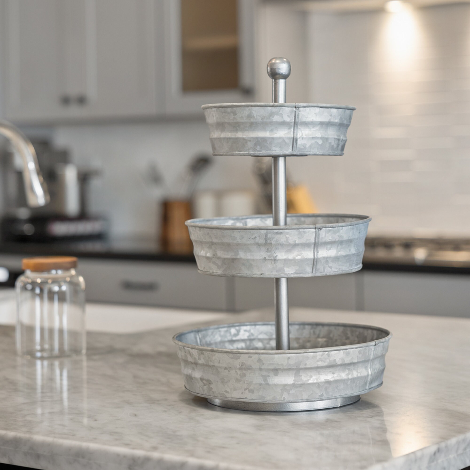 3 Tier Galvanized Metal Serving Tray 3 Tiered Serving Tray Etsy