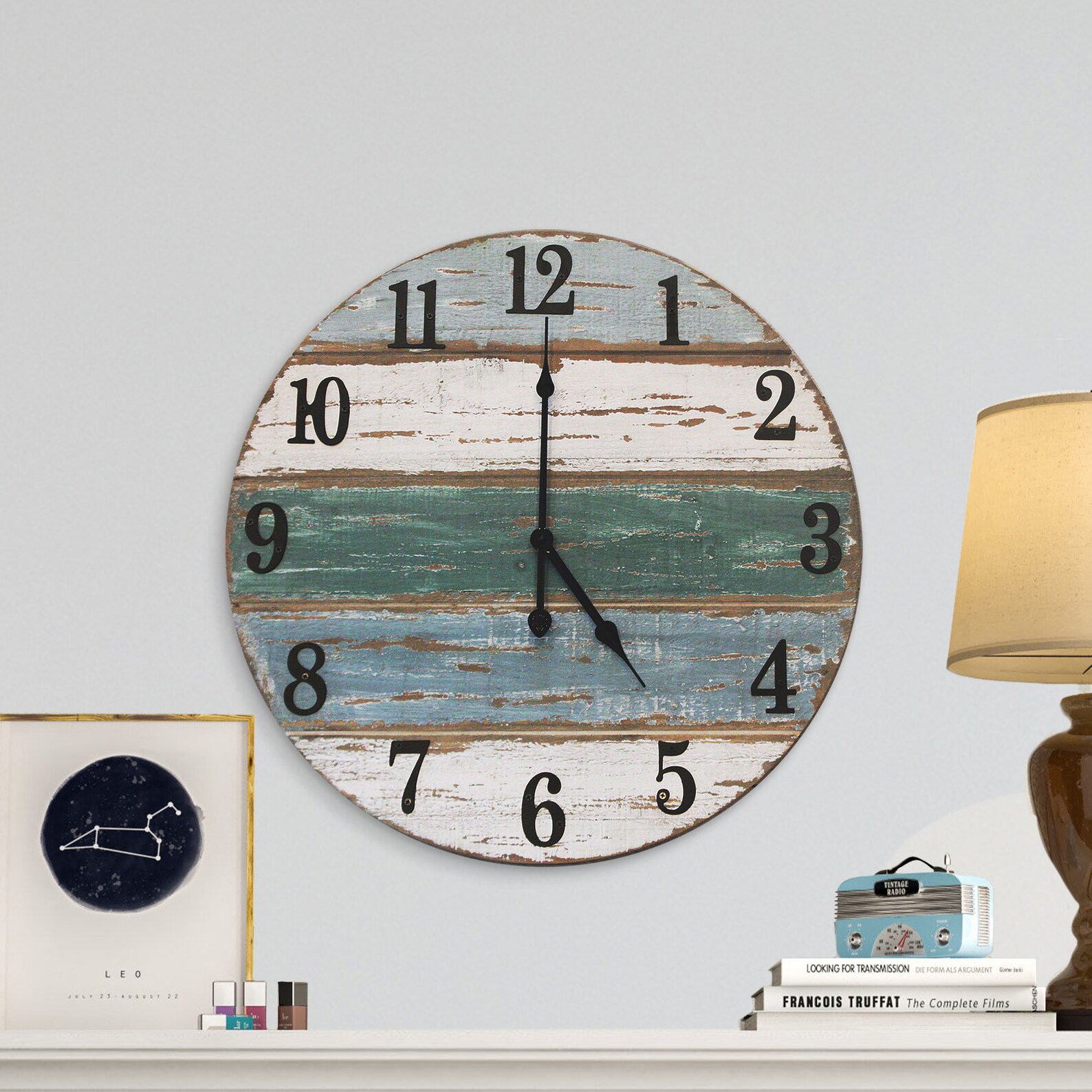 Large Beach Wall Clock by Wall Charmers Handmade Cedar Wood Etsy
