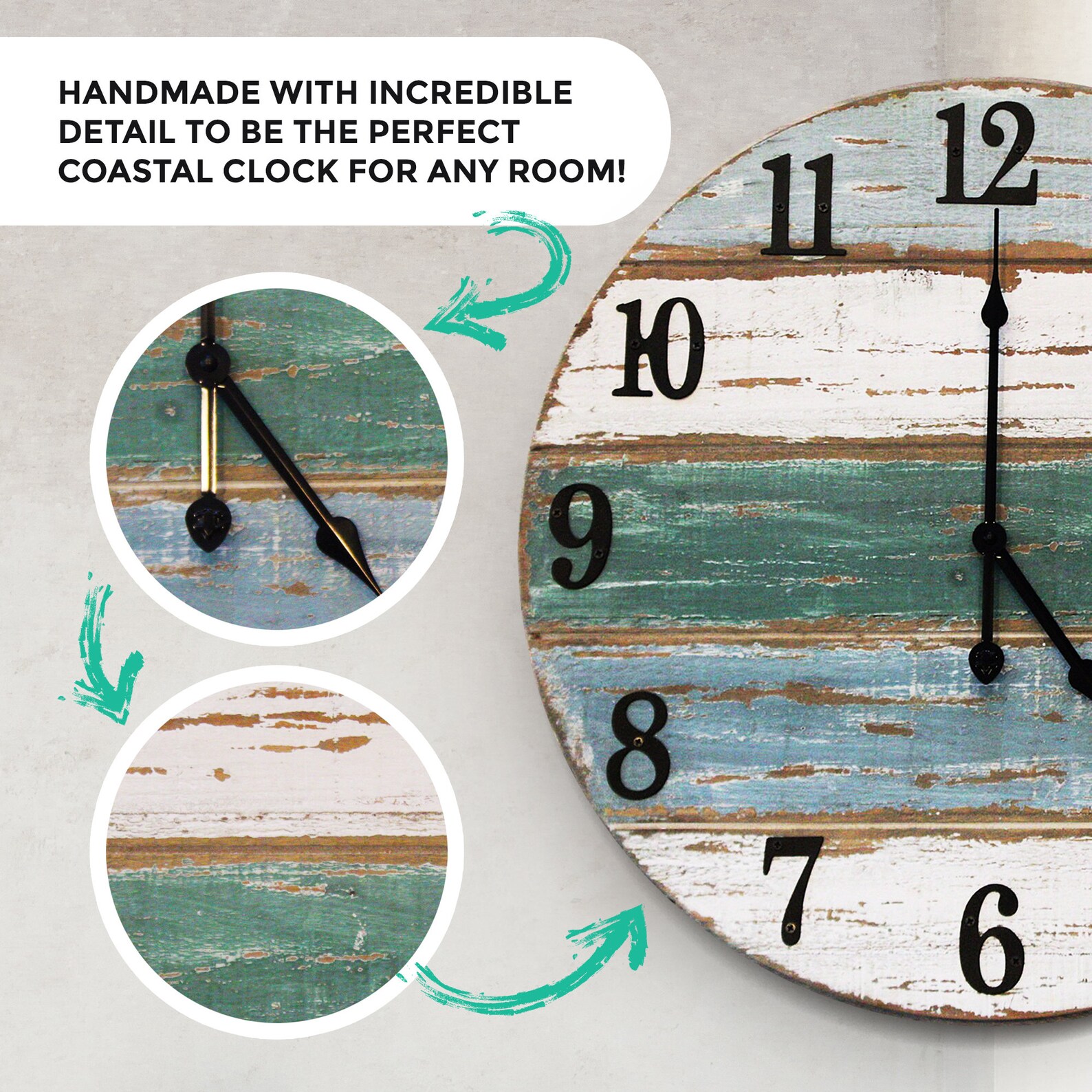 Large Beach Wall Clock by Wall Charmers Handmade Cedar Wood Etsy