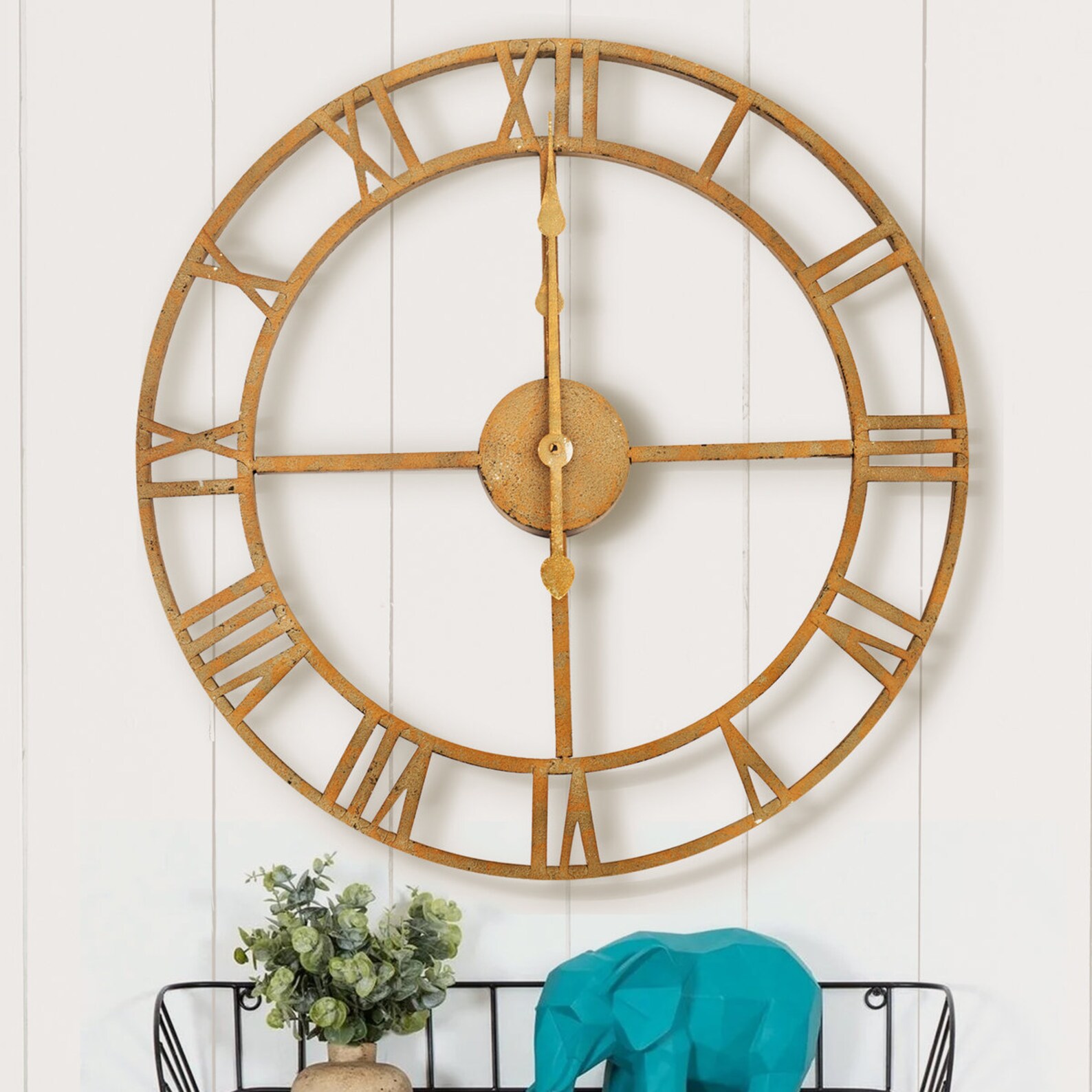 WallCharmers 21 Rustic Metal Wall Clock Large Wall Clock Etsy
