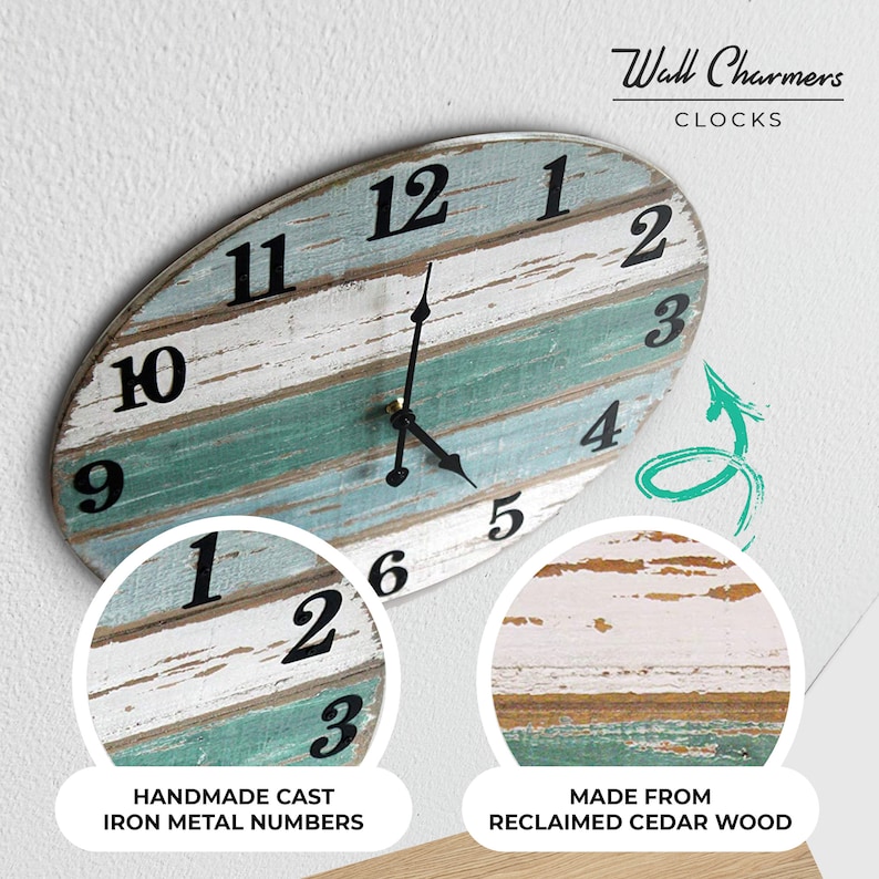 Large Beach Wall Clock by Wall Charmers Handmade Cedar Wood Etsy