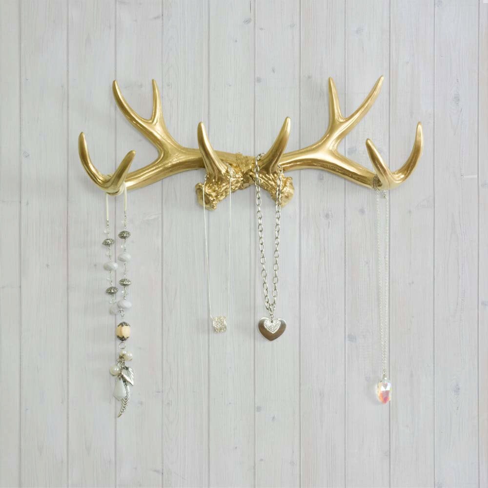 Faux Deer Gold Antler Rack by Wall Charmers™ - Hanging Deer Antler De…