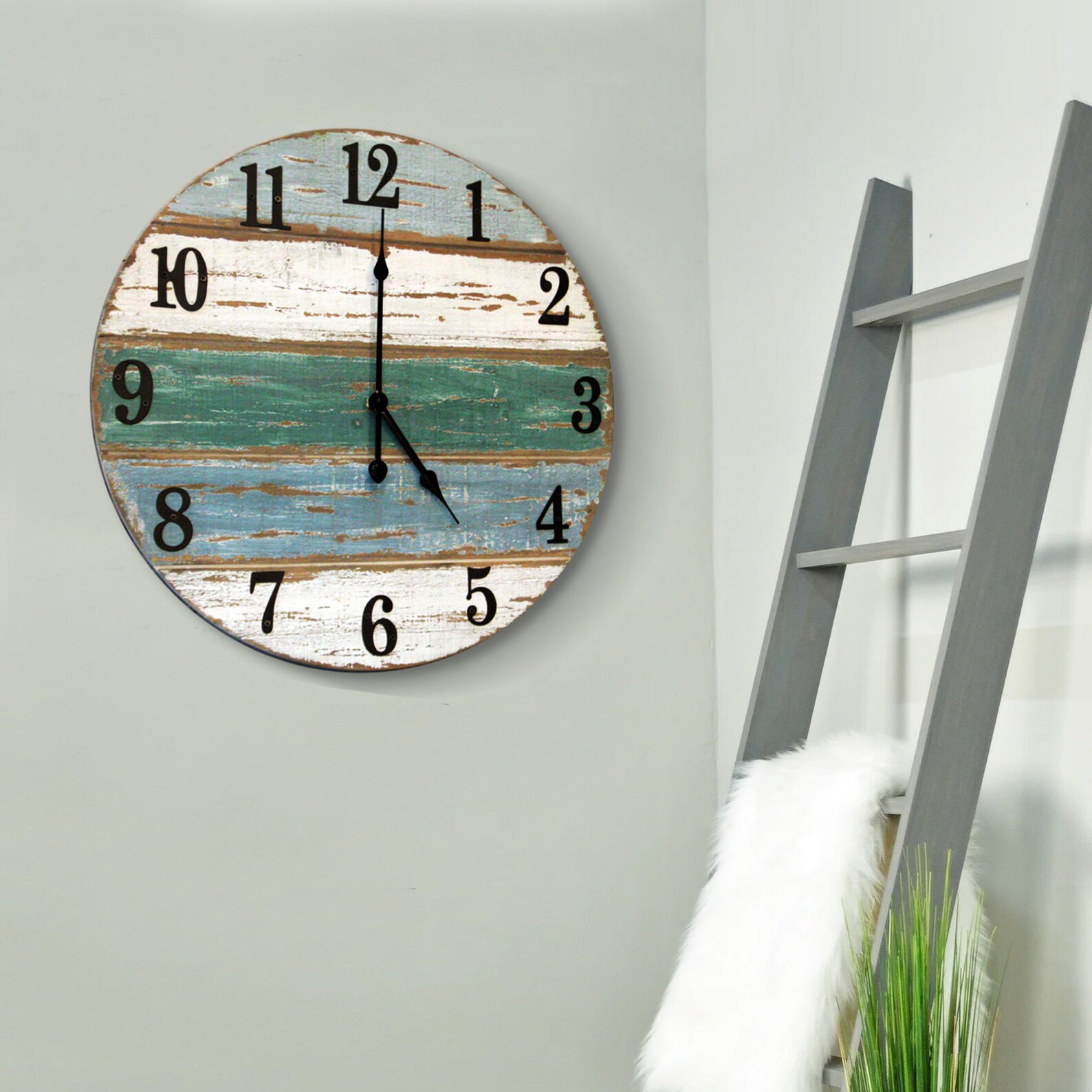 Large Beach Wall Clock by Wall Charmers Handmade Cedar Wood Etsy