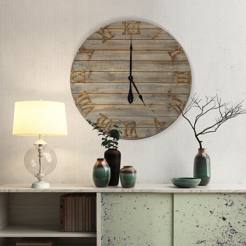 30in Large Farmhouse Wall Clock Handmade Oversized Wood Wall Etsy