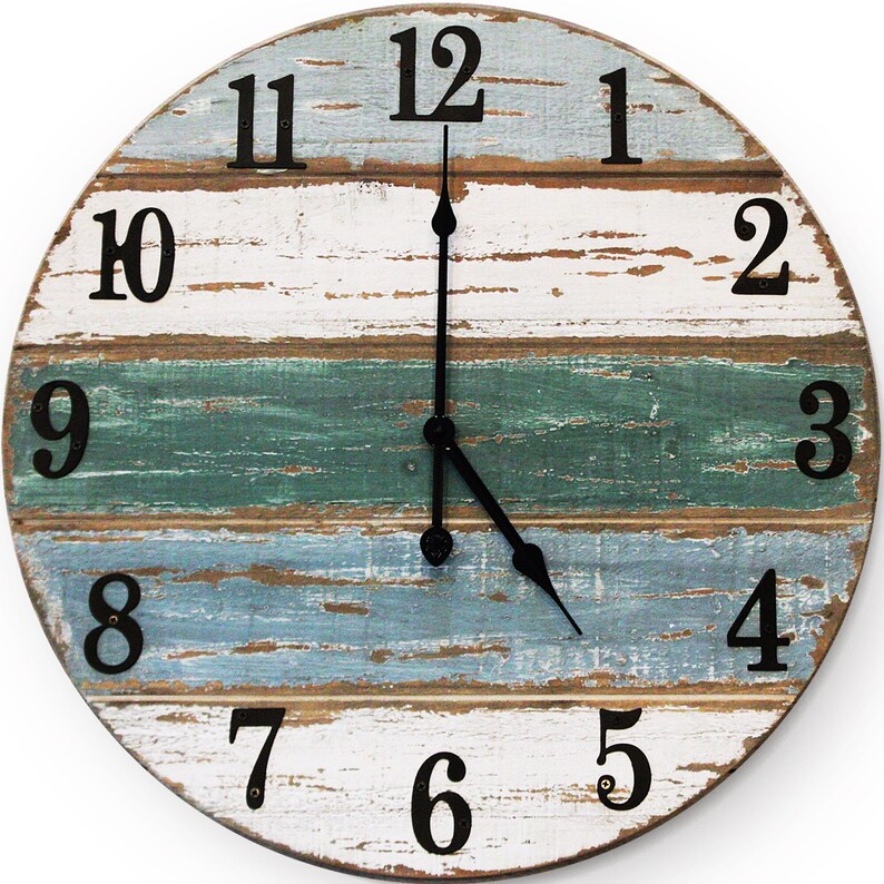 Large Beach Wall Clock by Wall Charmers Handmade Cedar Wood Etsy