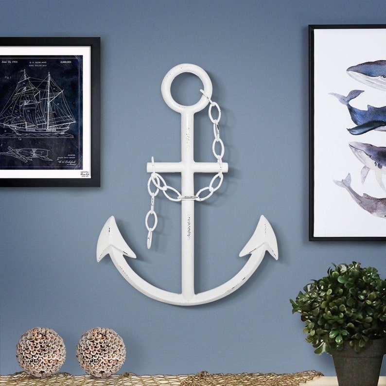 Metal Anchor Wall Decor with Chain Nautical Home Decor Etsy