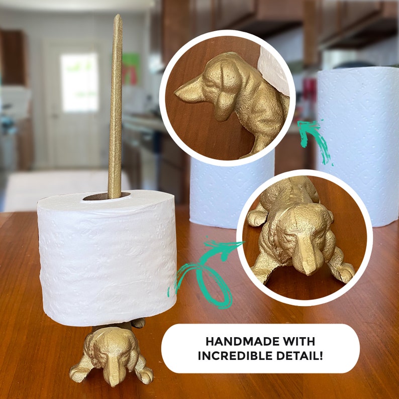 Gold Dog Paper Towel Holder Dog Toilet Paper Holder Stand Etsy