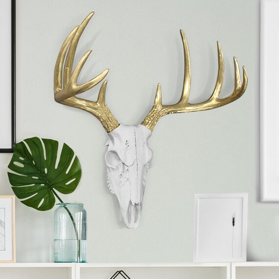 Mini Deer Skull By Wall Faux Taxidermy Animal - Faux Animal Skull Wall Decor Mini Deer Skull By Wall Faux Taxidermy Animal - Faux Animal Skull Wall Decor