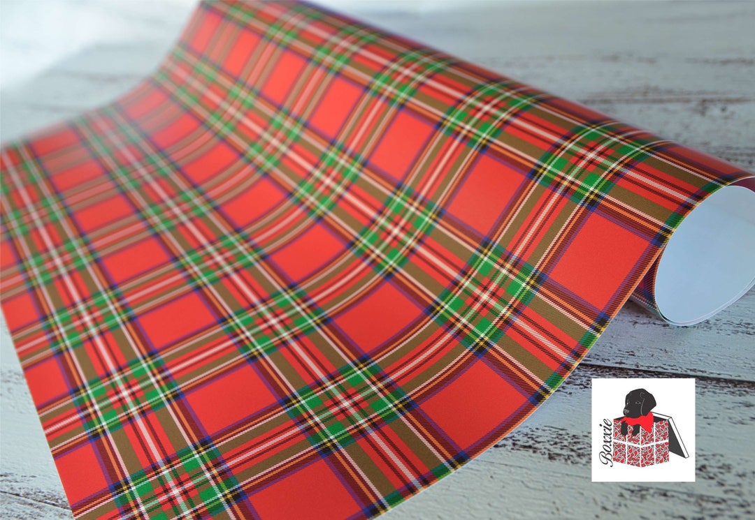 Red and Green Royal Stewart Tartan Plaid Wrapping Paper Sheets