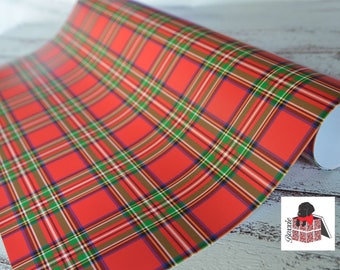 Red and green royal stewart tartan plaid wrapping paper sheets Christmas gift wrap GW1815