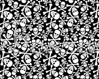 Skull gift wrap paper sheets, black and white Halloween wrapping paper GW828